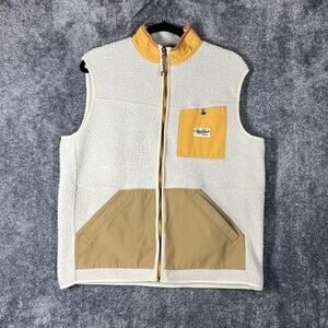 Howler Bros Vest Mens Medium White Sherpa Fleece Full Zip Outdoor Pockets